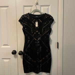 Express Sequin Mini Bodycon dress, Medium, Black